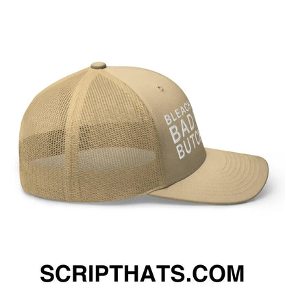 Bleach Blonde Bad Built Butch Body Dad Retro Trucker Hat Khaki