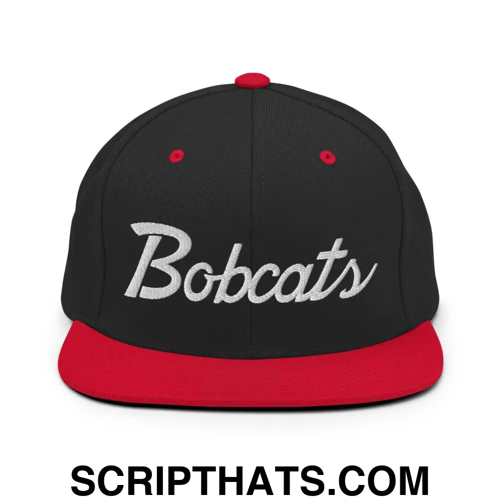 Bobcats School Mascot Snapback Hat Black Red