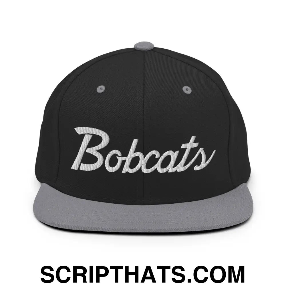 Bobcats School Mascot Snapback Hat Black Silver