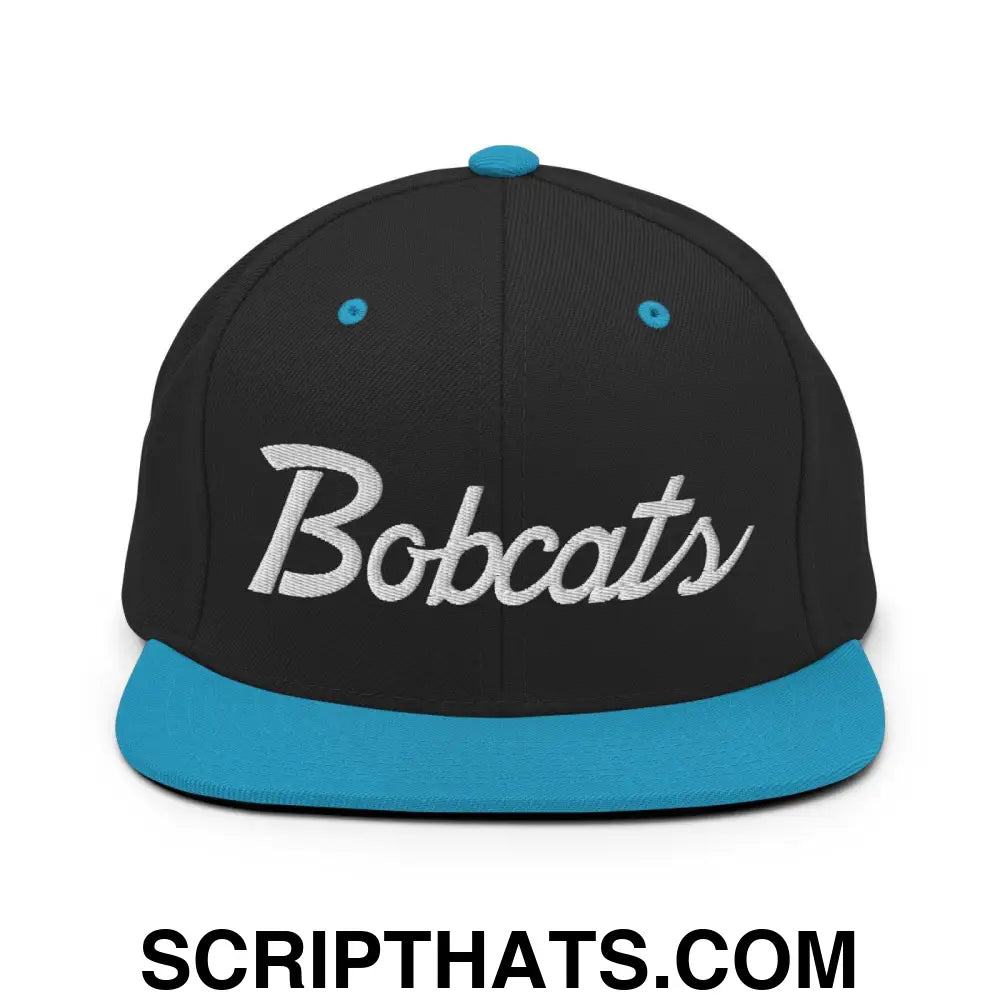 Bobcats School Mascot Snapback Hat Black Teal