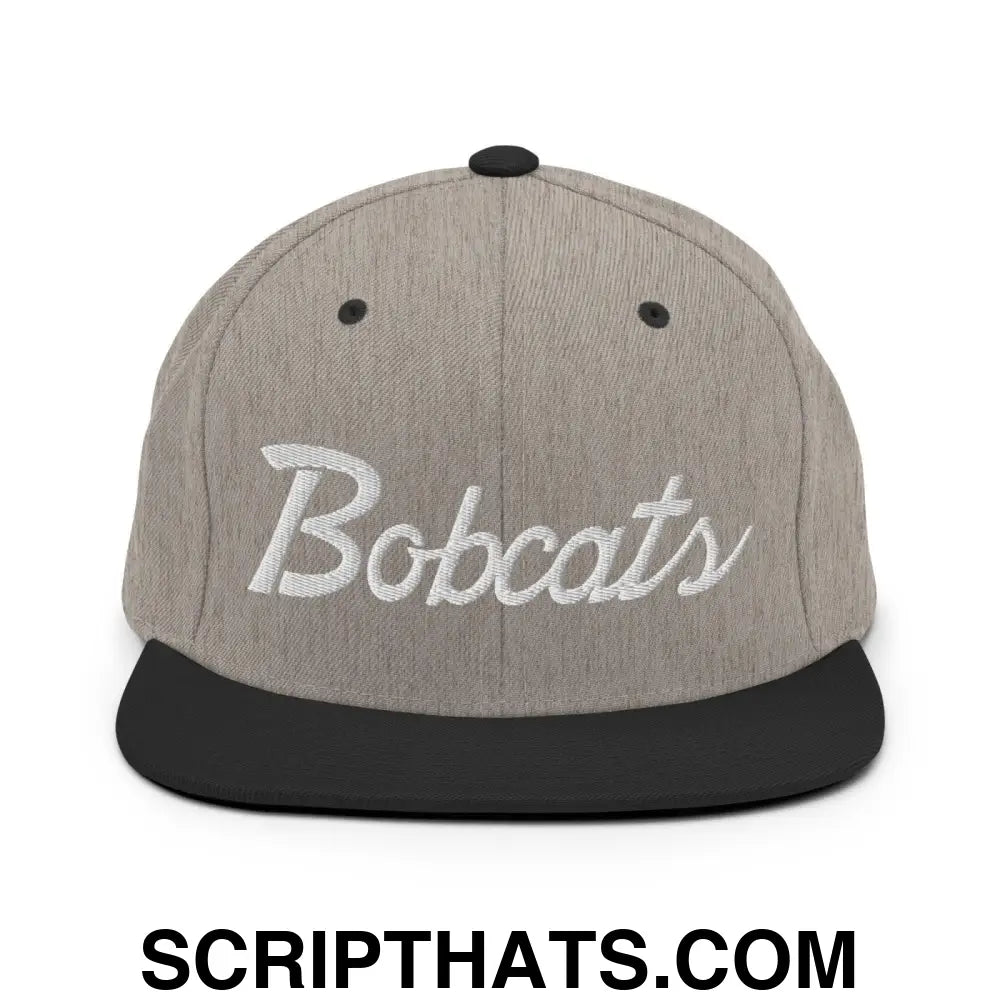 Bobcats School Mascot Snapback Hat Heather Black