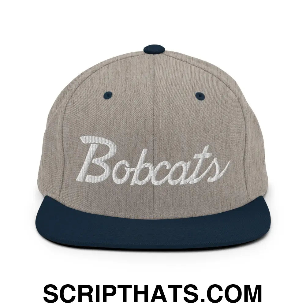 Bobcats School Mascot Snapback Hat Heather Grey Navy