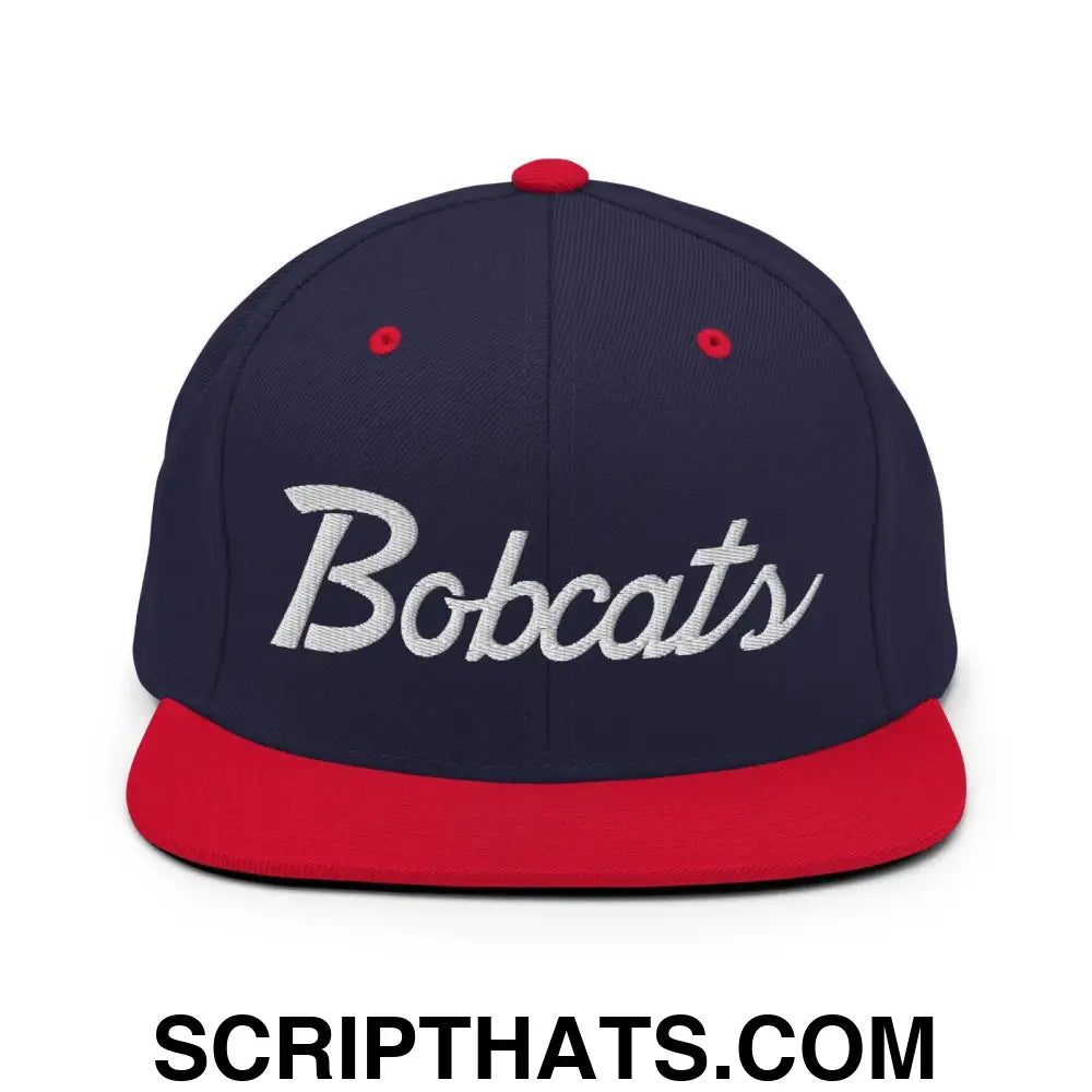 Bobcats School Mascot Snapback Hat Navy Red