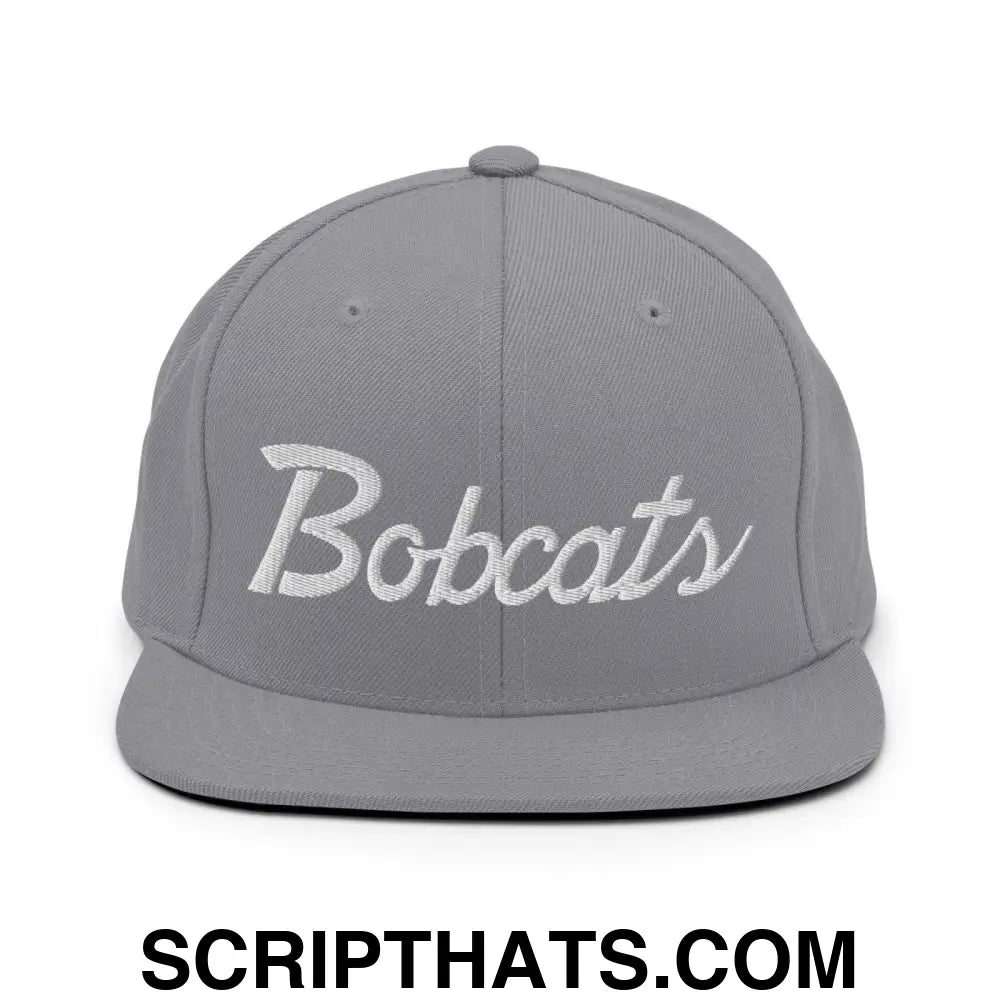 Bobcats School Mascot Snapback Hat Silver