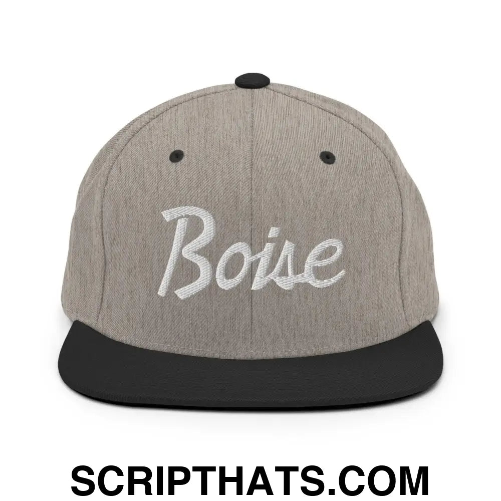 Boise Script Snapback Hat Heather Black