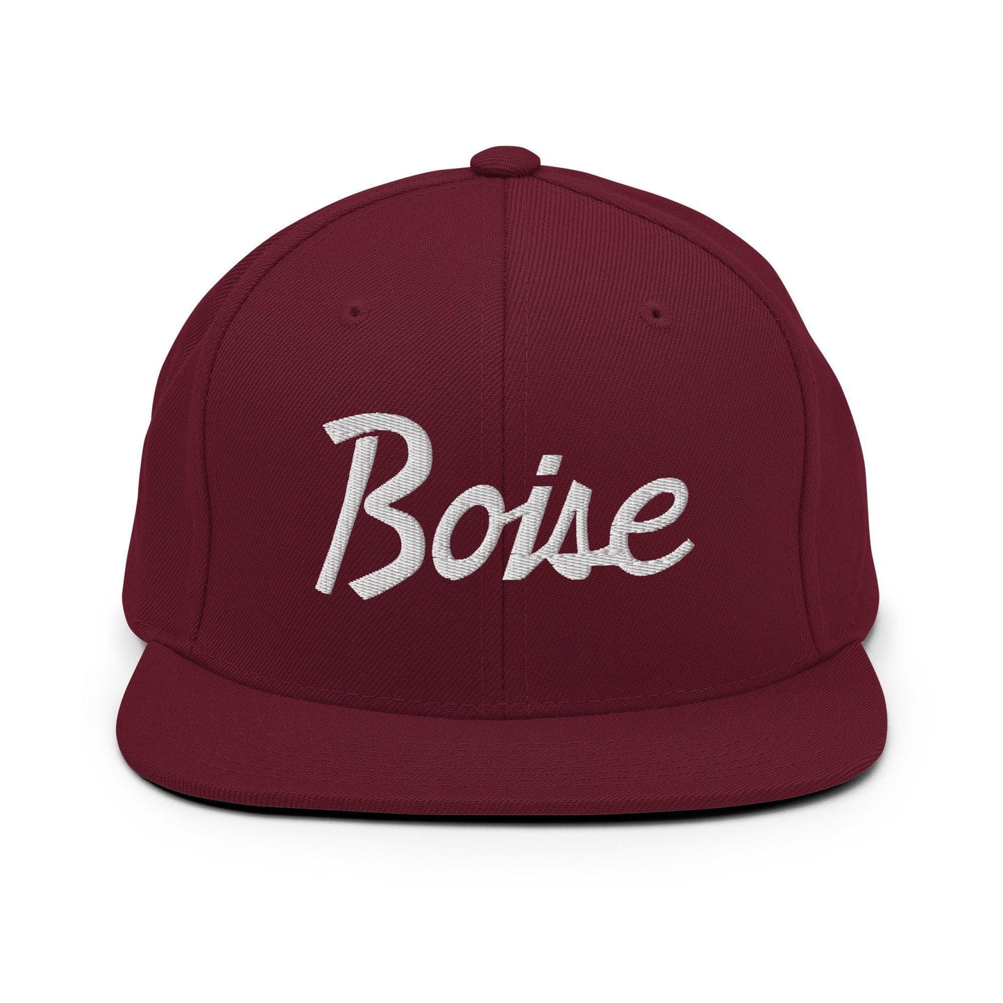 Boise Script Snapback Hat Maroon
