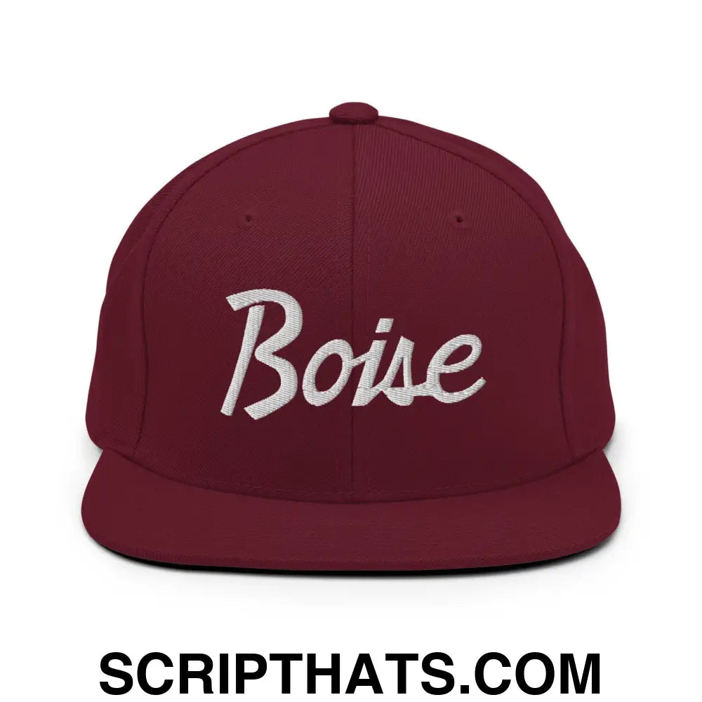 Boise Script Snapback Hat Maroon