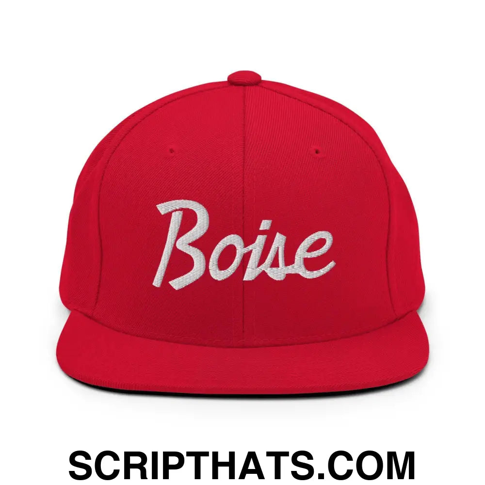 Boise Script Snapback Hat Red