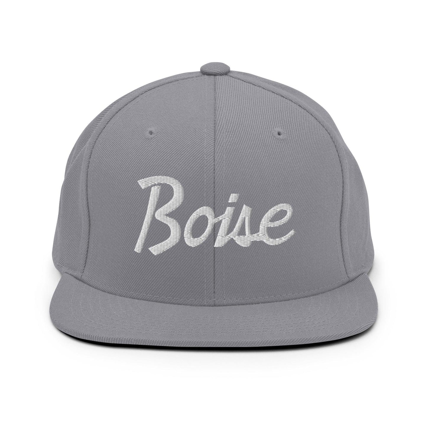Boise Script Snapback Hat Silver