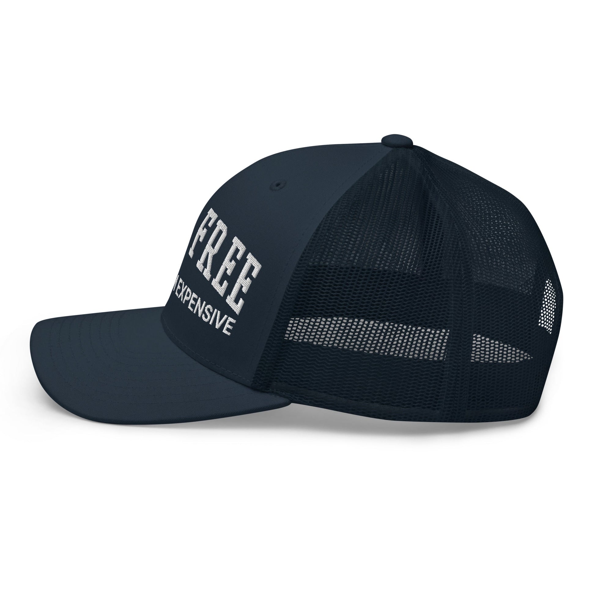 Born Free But Now I'm Expensive Retro Trucker Hat Navy