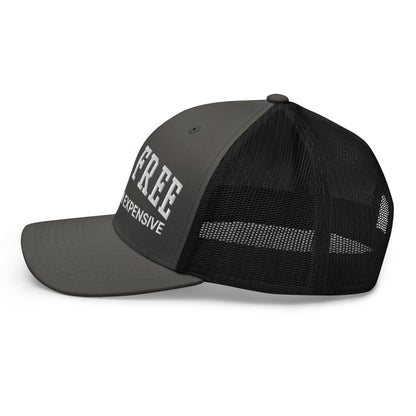 Born Free But Now I'm Expensive Retro Trucker Hat Charcoal Black