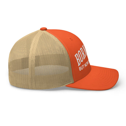 Born Free But Now I'm Expensive Retro Trucker Hat Rustic Orange Khaki