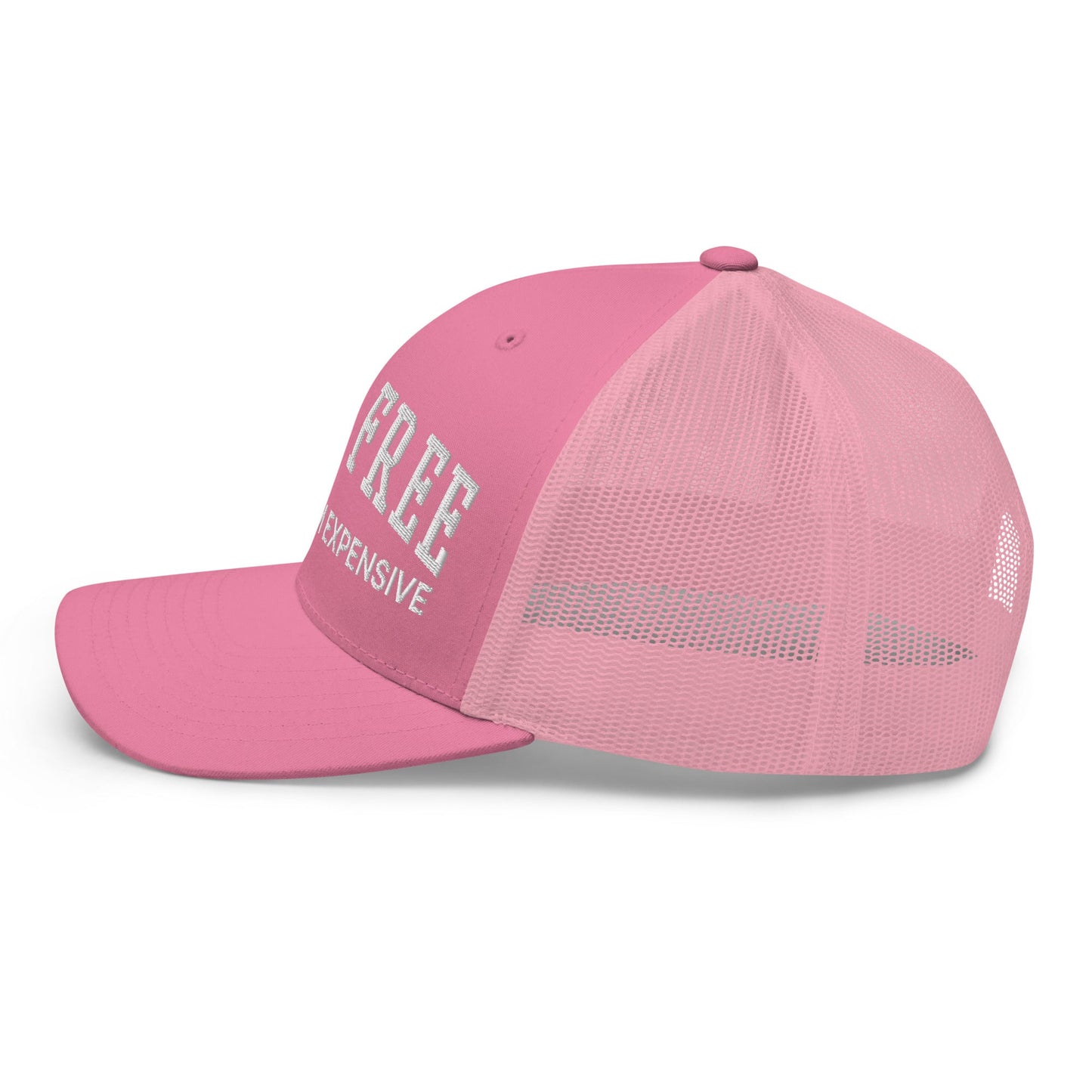 Born Free But Now I'm Expensive Retro Trucker Hat Pink