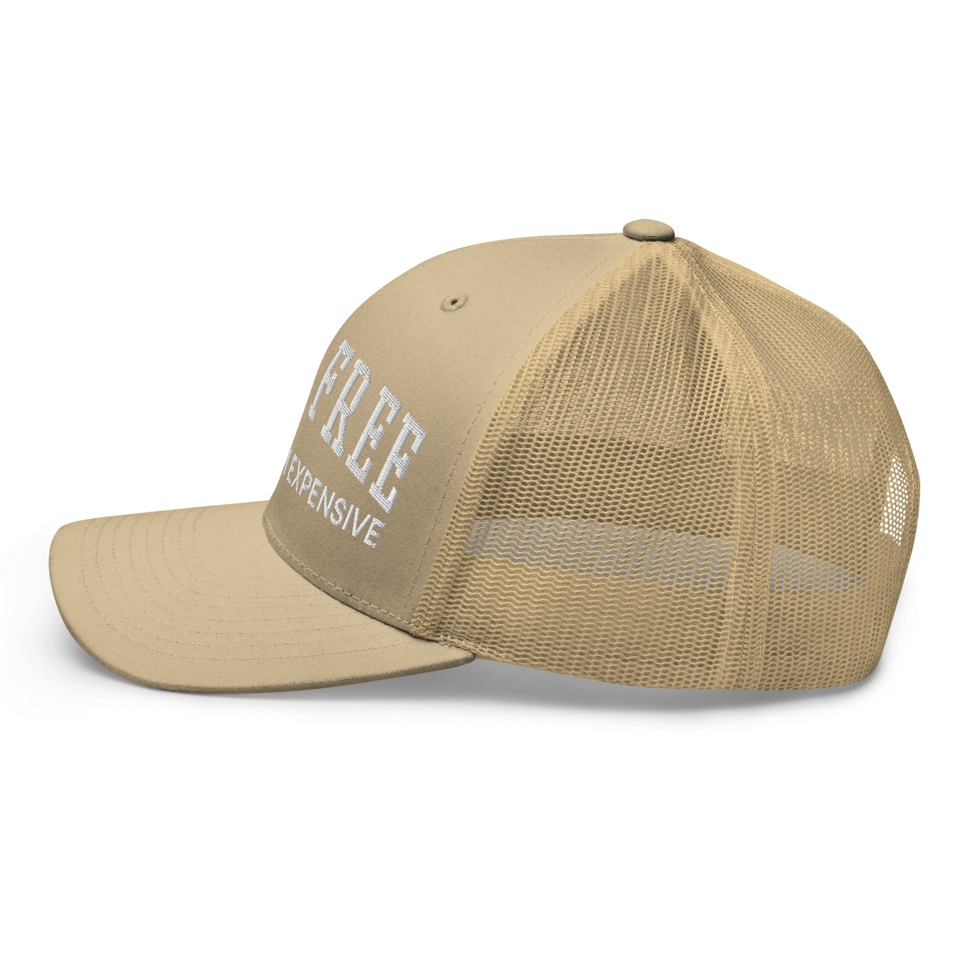 Born Free But Now I'm Expensive Retro Trucker Hat Khaki