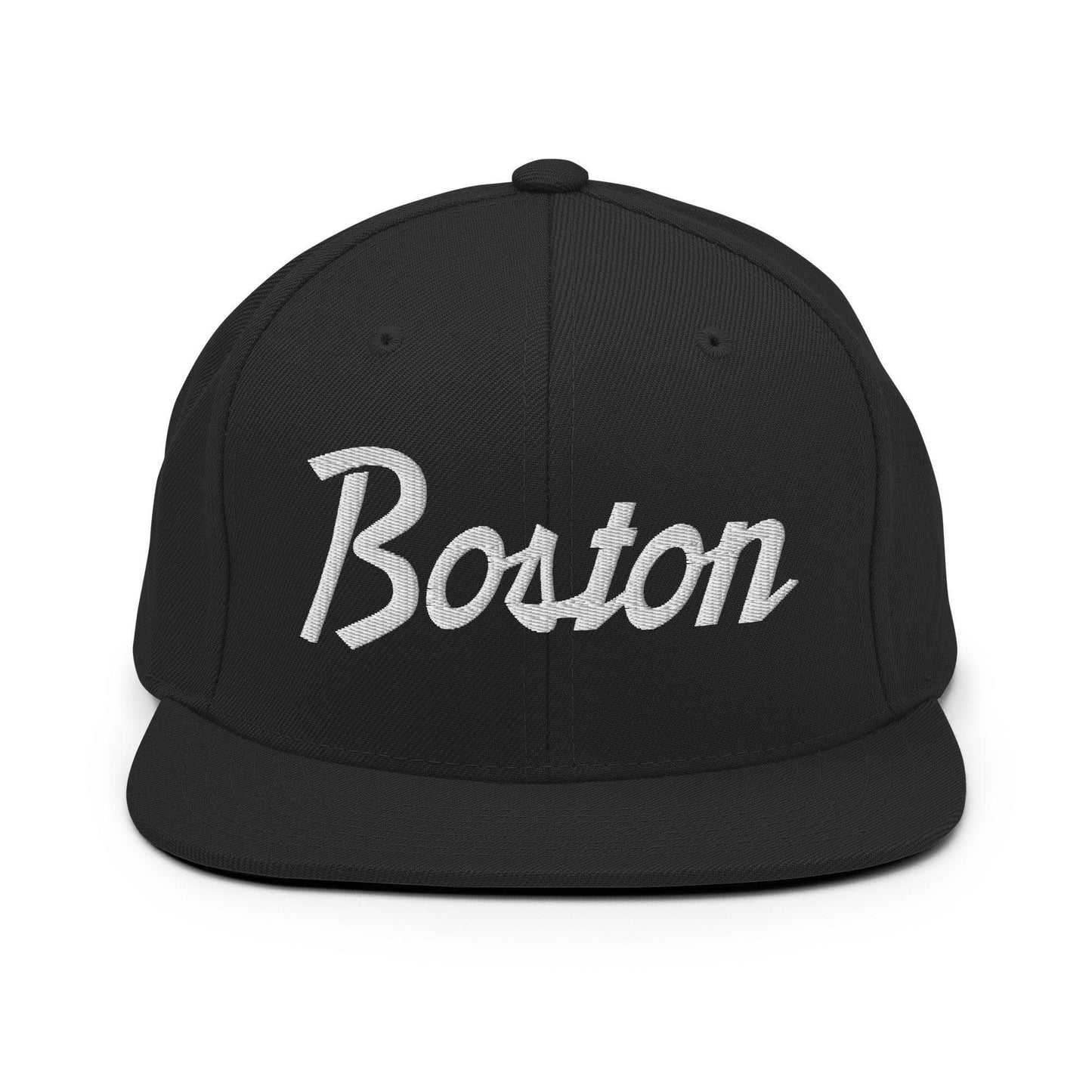 Boston Script Snapback Hat Black