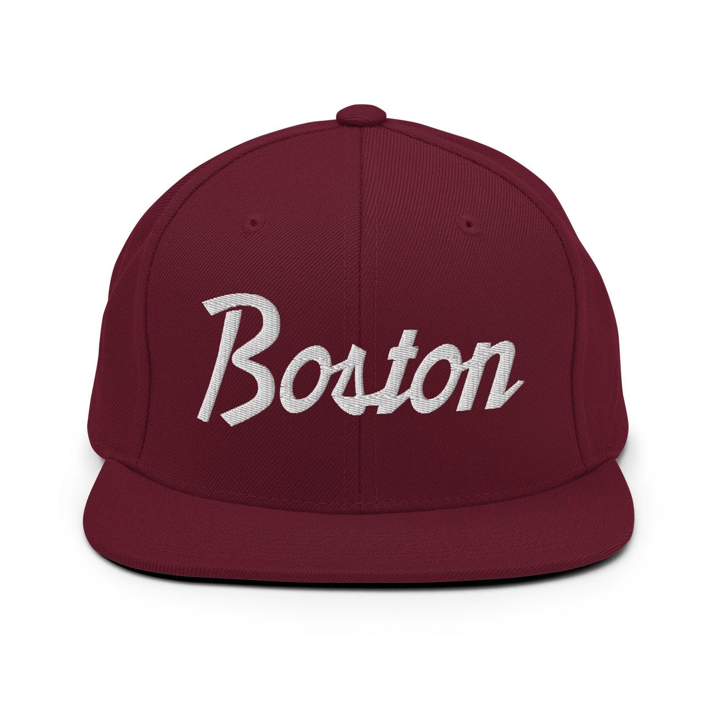 Boston Script Snapback Hat Maroon