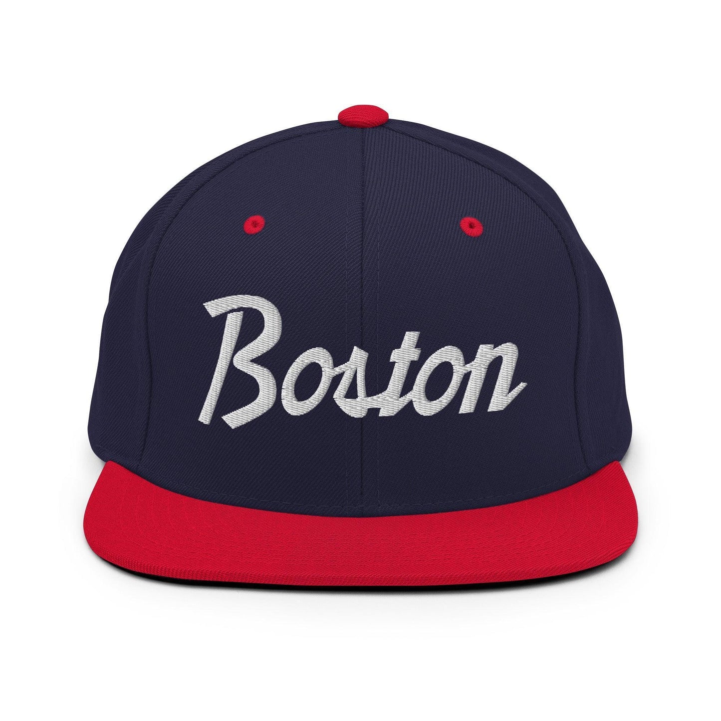 Boston Script Snapback Hat Navy Red