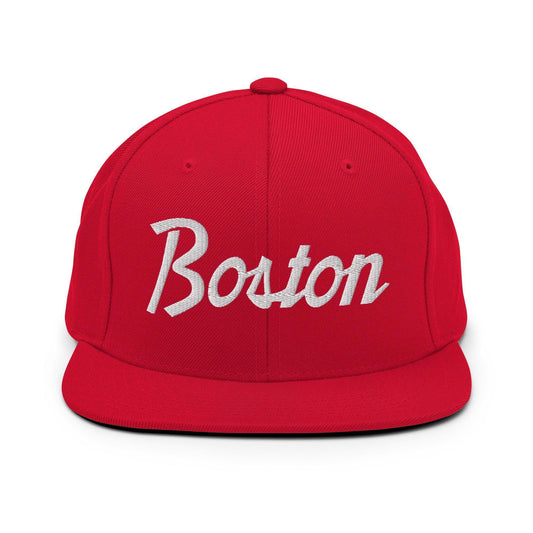Boston Script Snapback Hat Red
