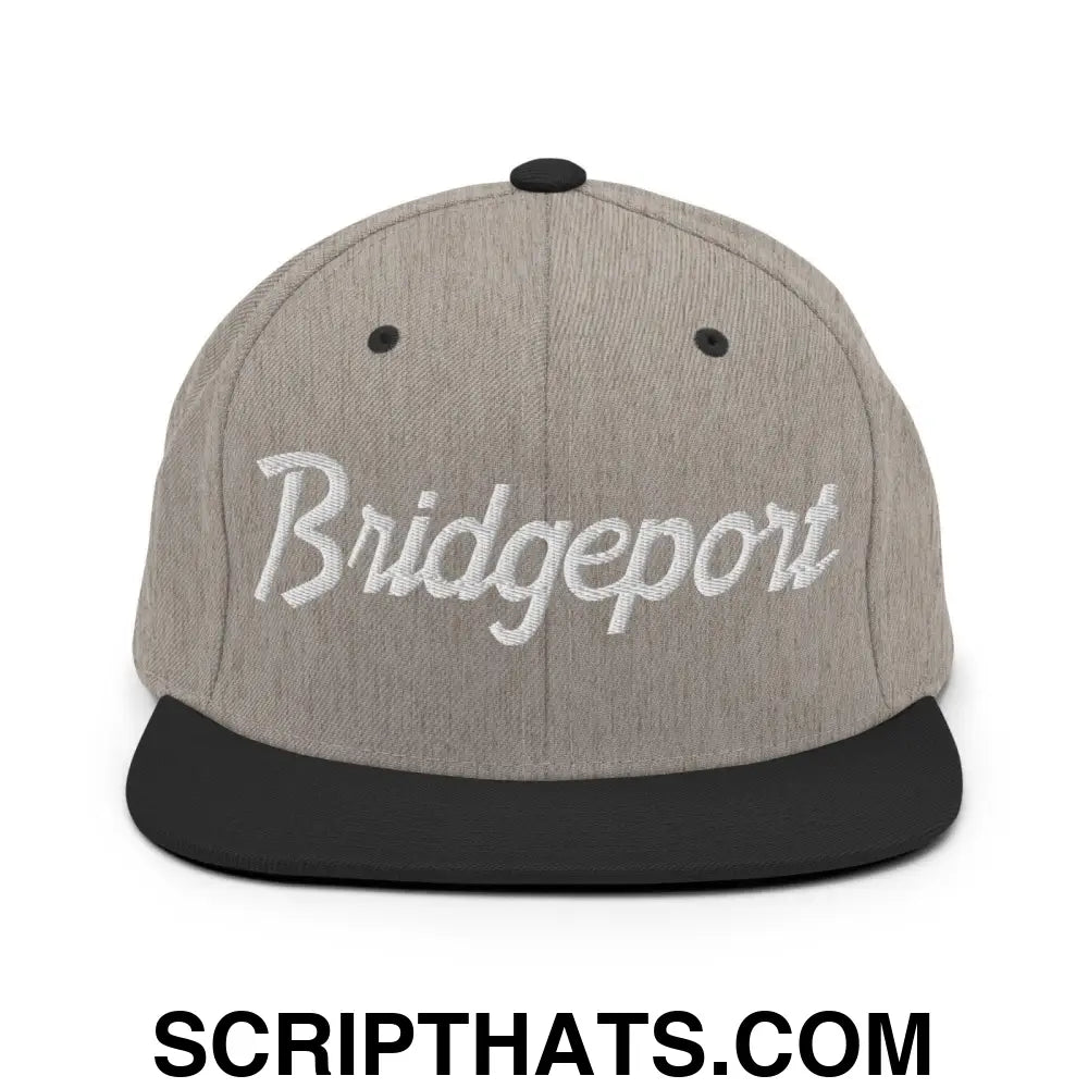 Bridgeport Script Snapback Hat Heather Black