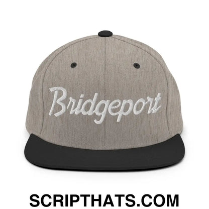 Bridgeport Script Snapback Hat Heather Black