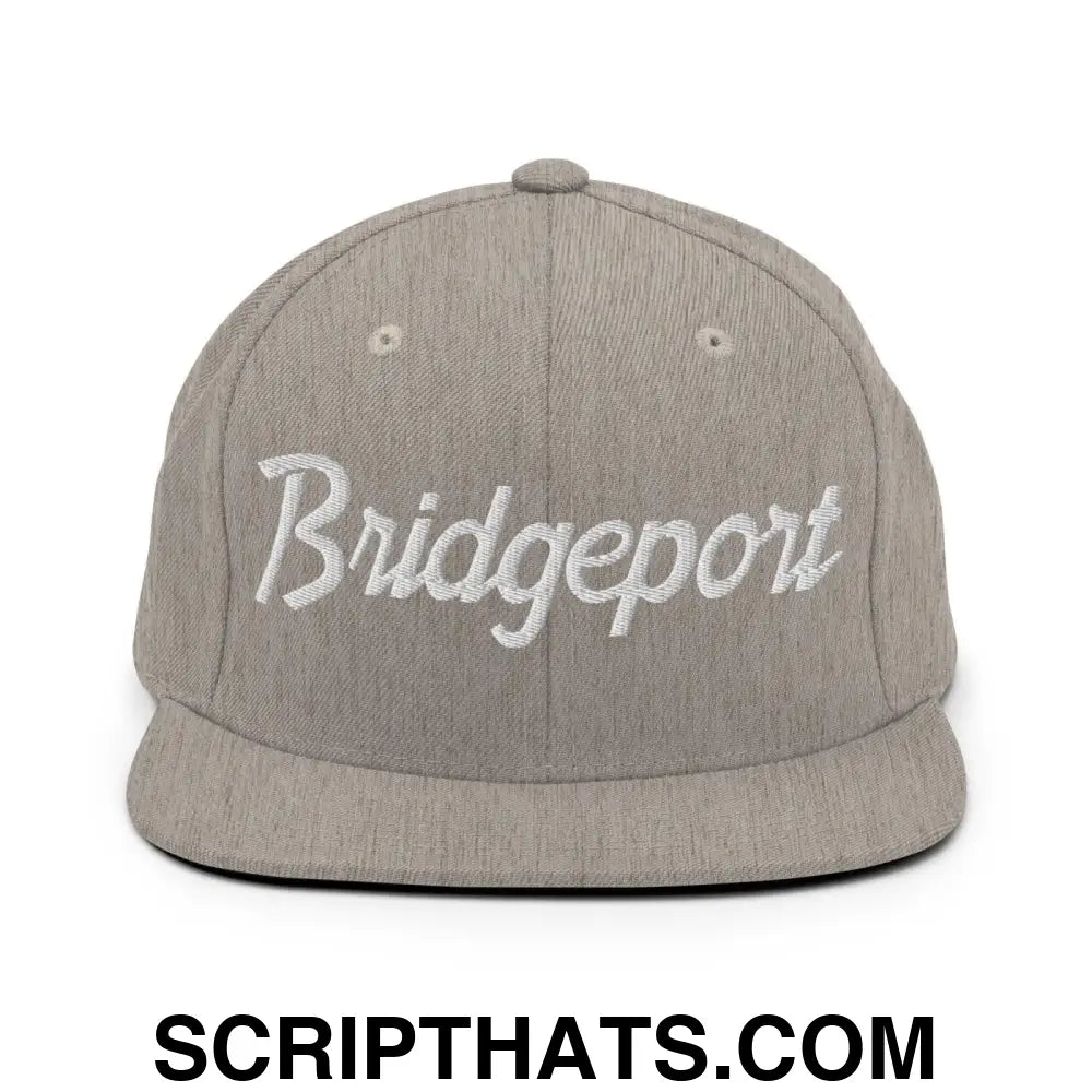 Bridgeport Script Snapback Hat Heather Grey