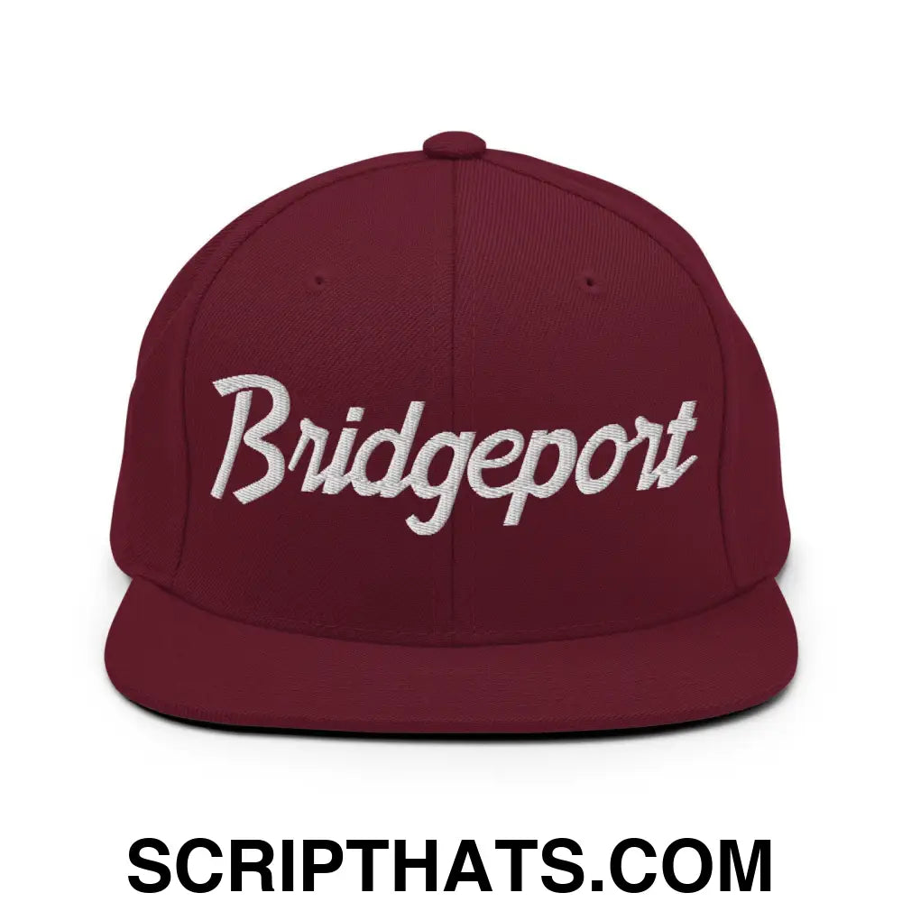 Bridgeport Script Snapback Hat Maroon