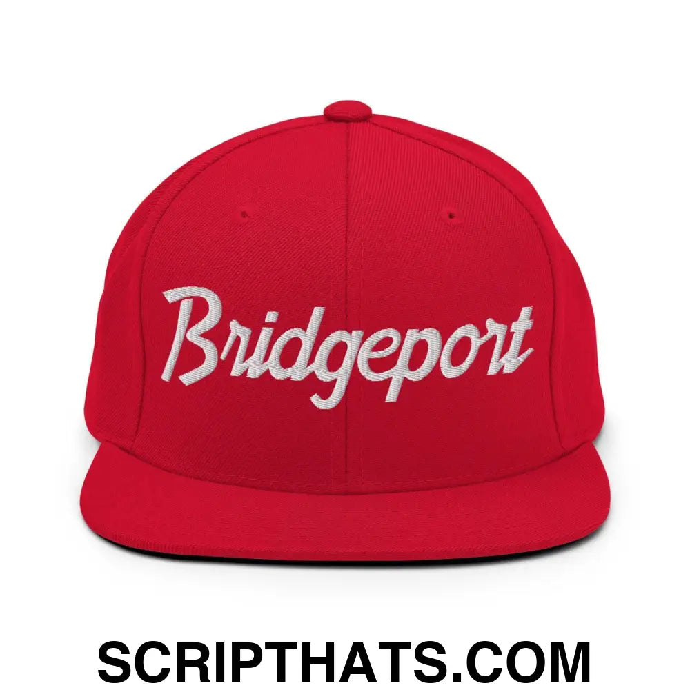 Bridgeport Script Snapback Hat Red