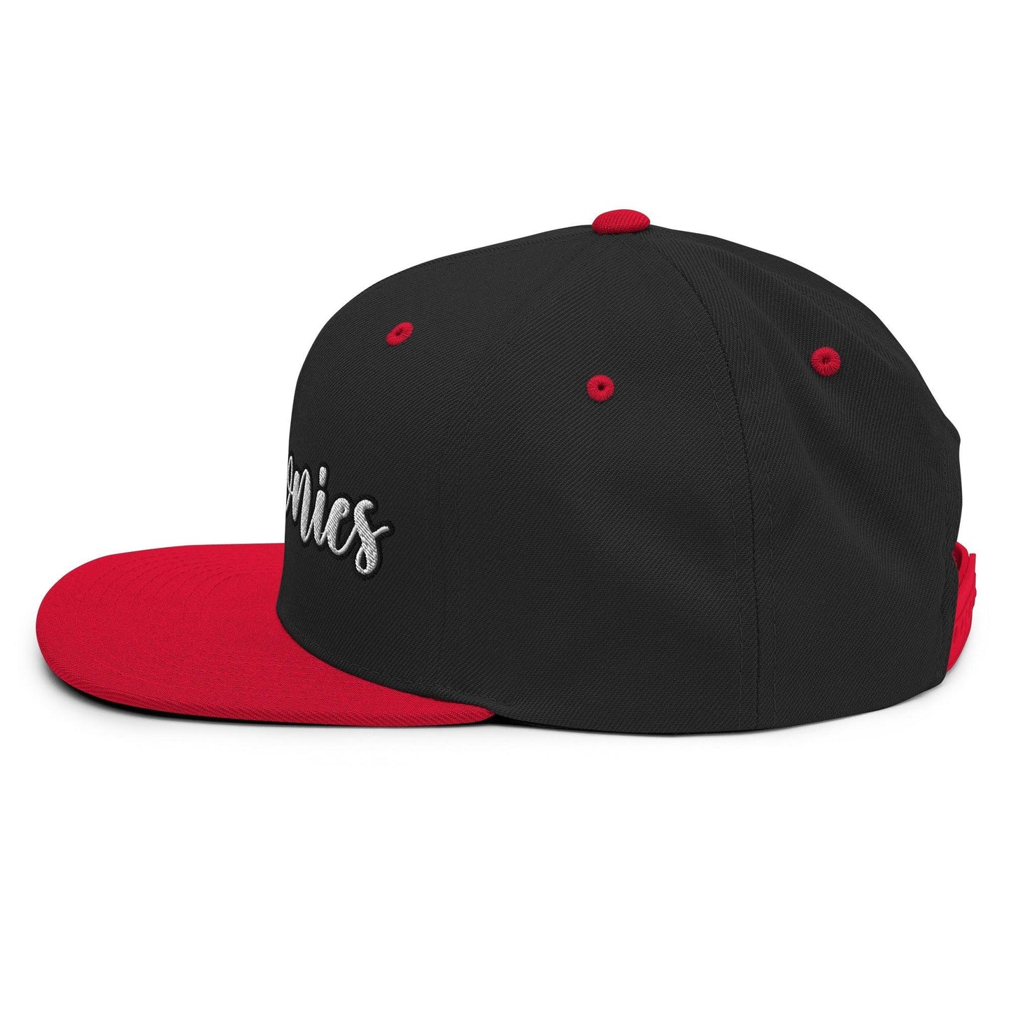 Brownies Script Snapback Hat Black Red