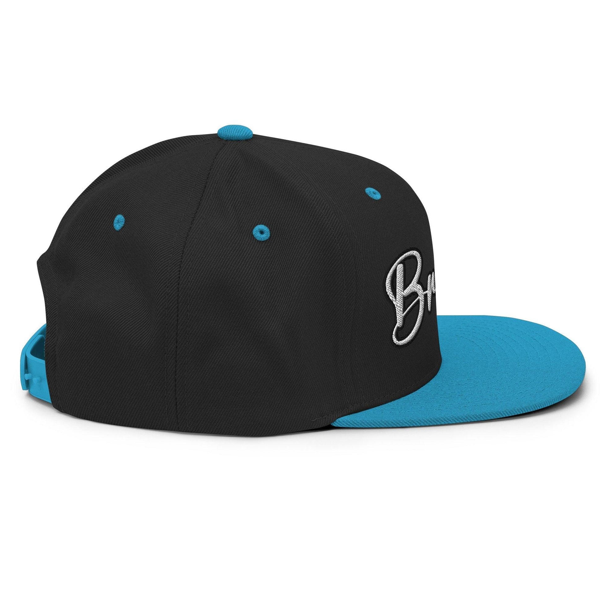 Brownies Script Snapback Hat Black Teal