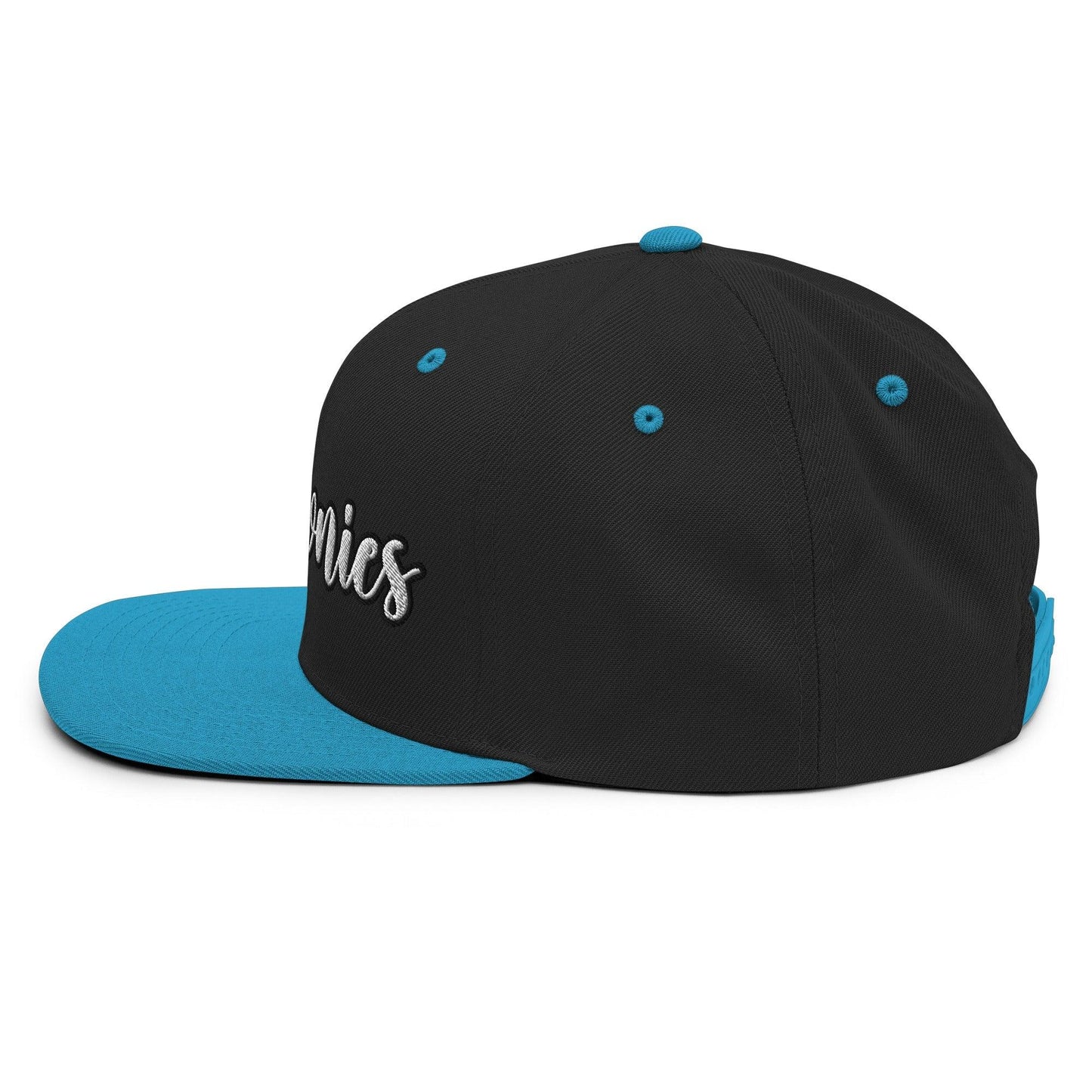 Brownies Script Snapback Hat Black Teal