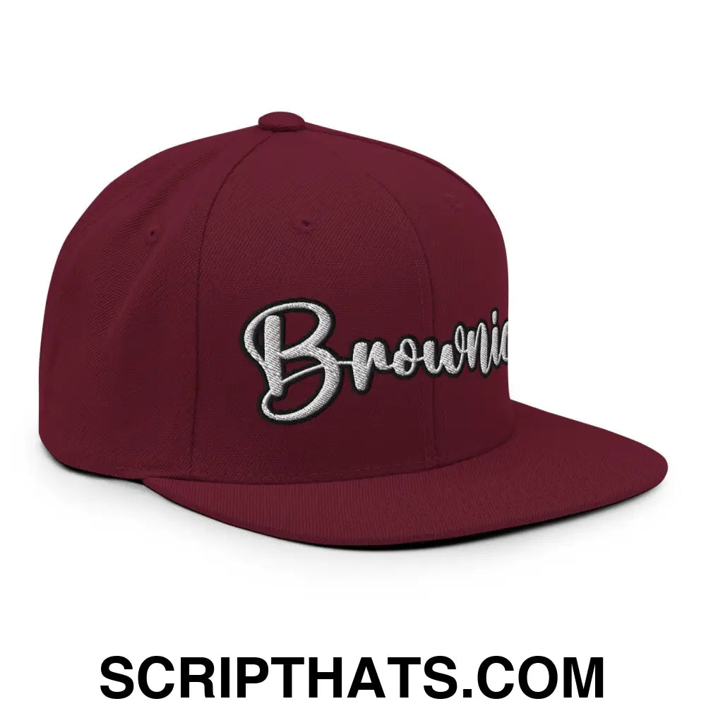 Brownies Script Snapback Hat Maroon