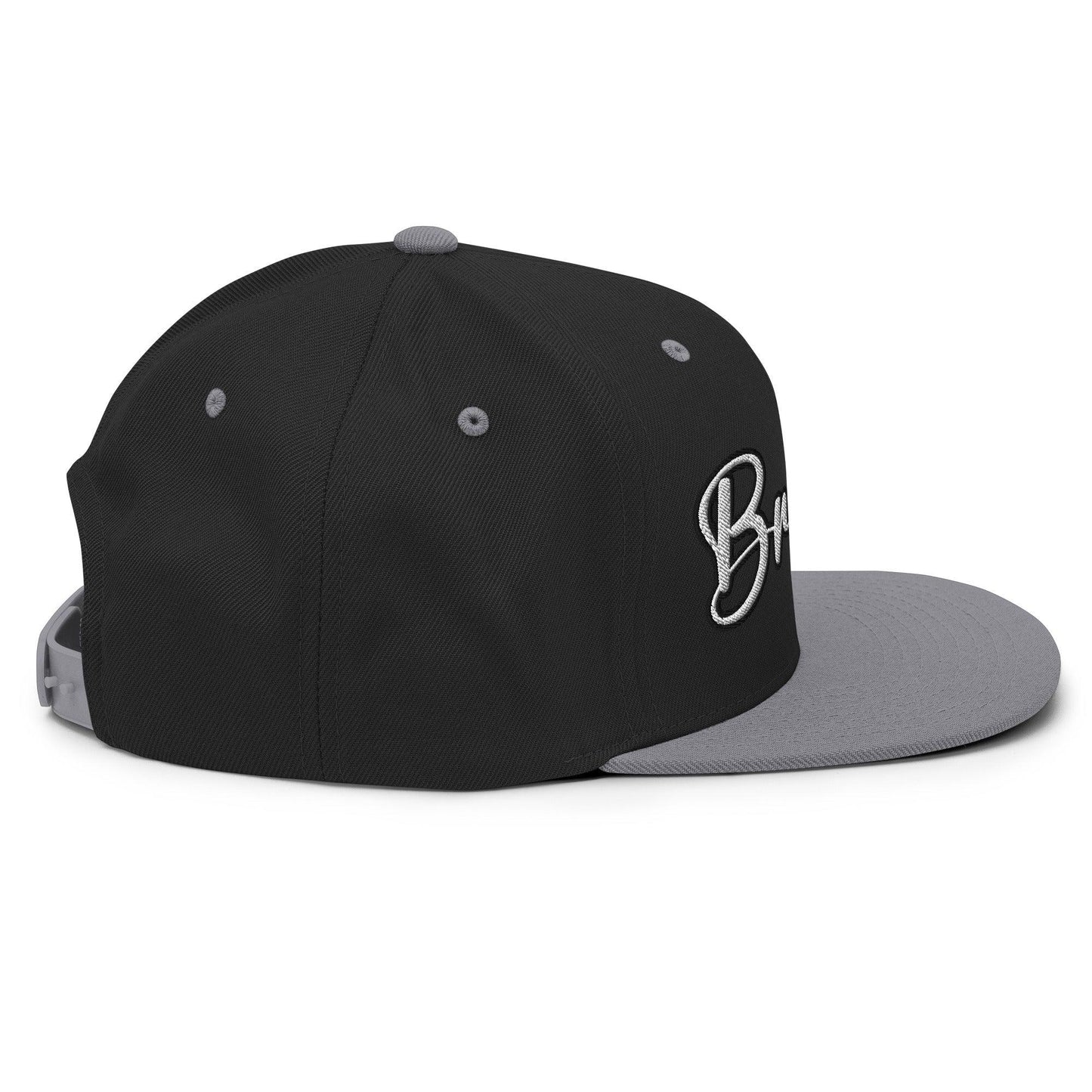 Brownies Script Snapback Hat Black Silver