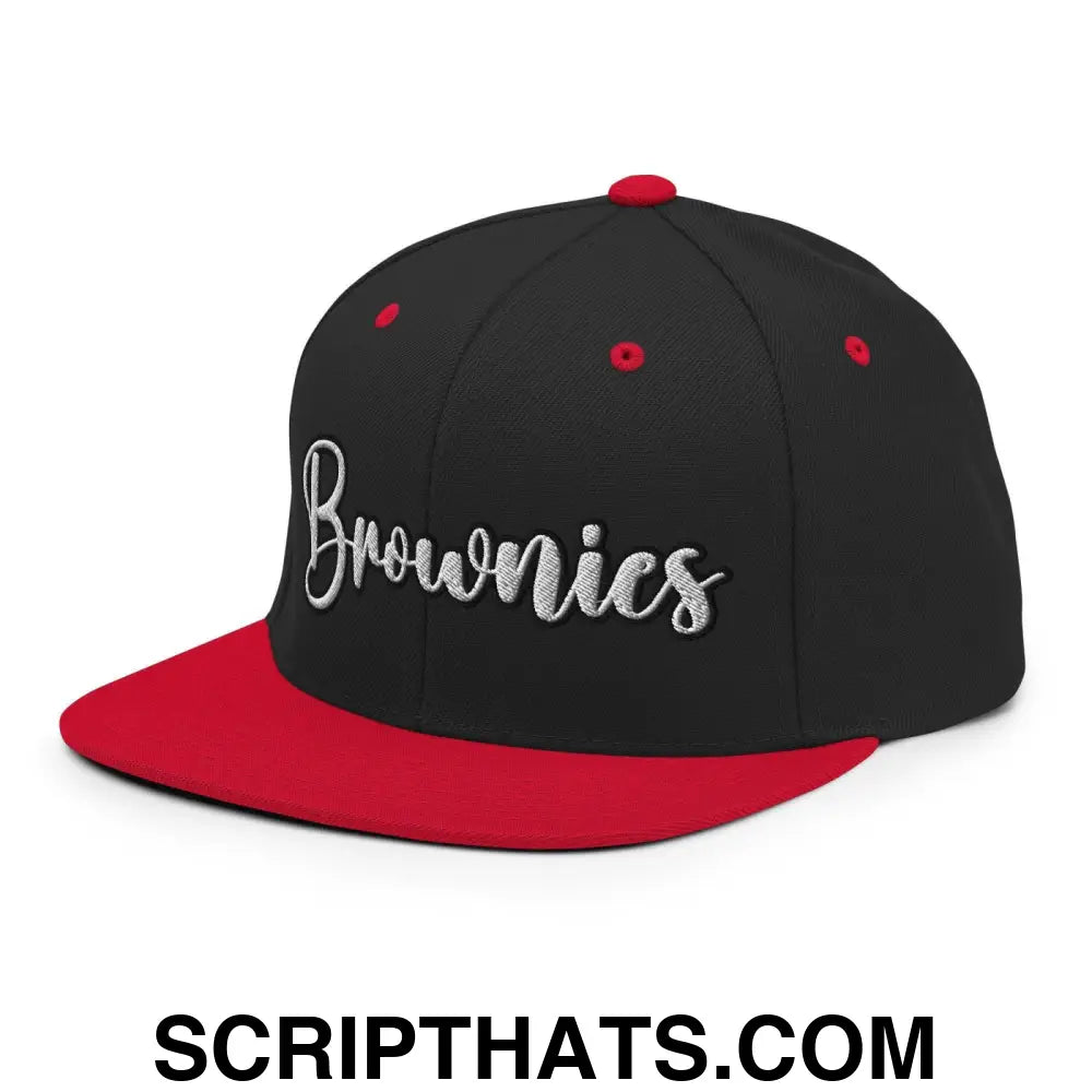 Brownies Script Snapback Hat Black Red