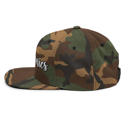 Brownies Script Snapback Hat Green Camo