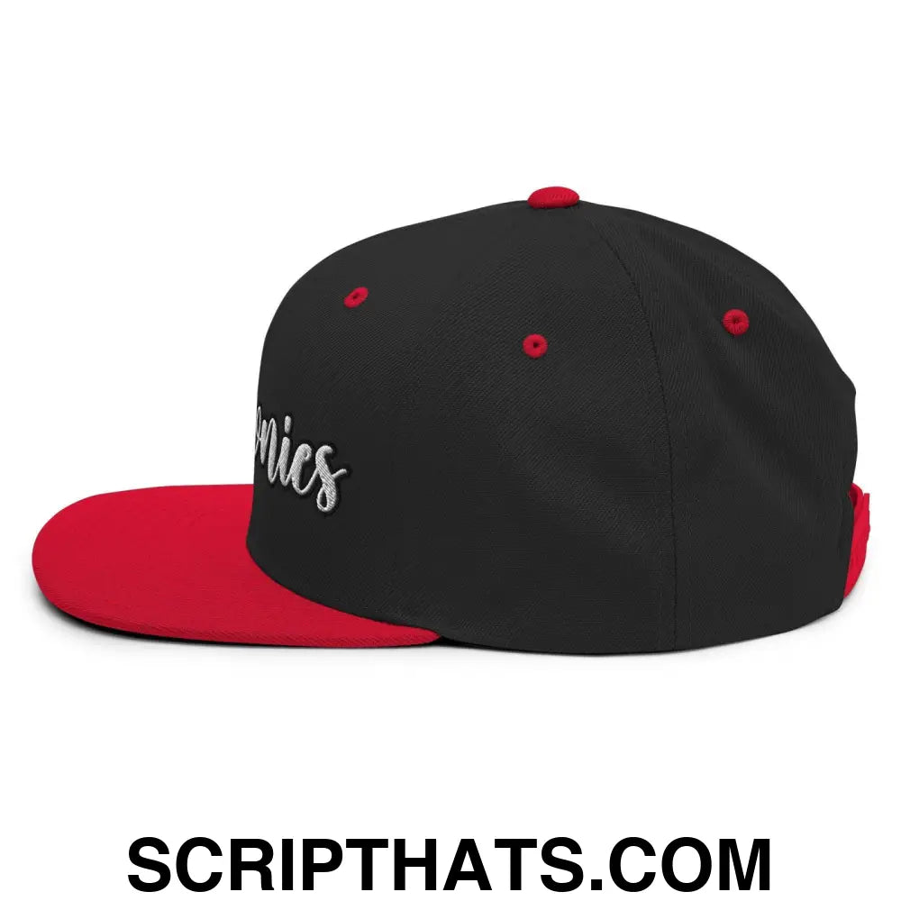 Brownies Script Snapback Hat Black Red