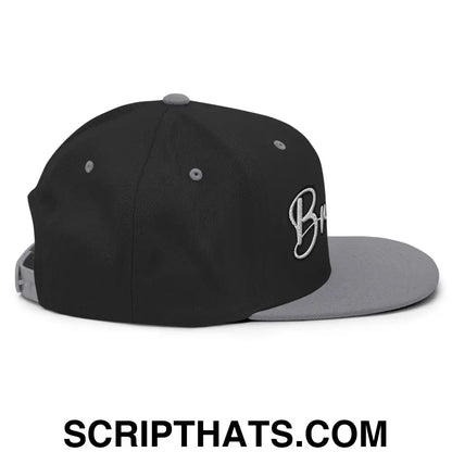 Brownies Script Snapback Hat Black Silver