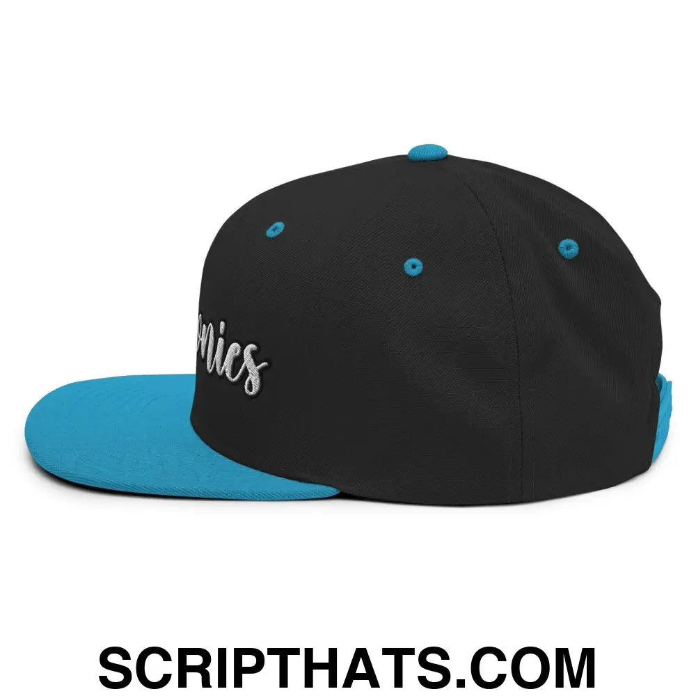 Brownies Script Snapback Hat Black Teal