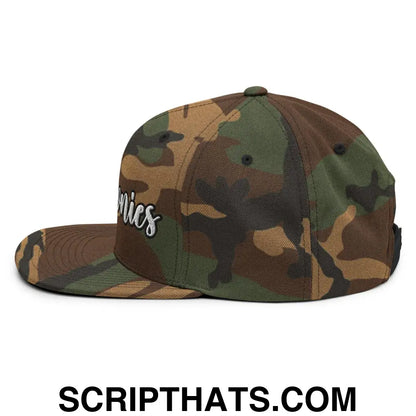 Brownies Script Snapback Hat Green Camo