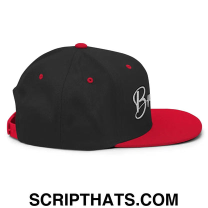 Brownies Script Snapback Hat Black Red