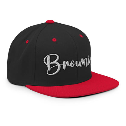 Brownies Script Snapback Hat Black Red