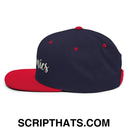 Brownies Script Snapback Hat Navy Red