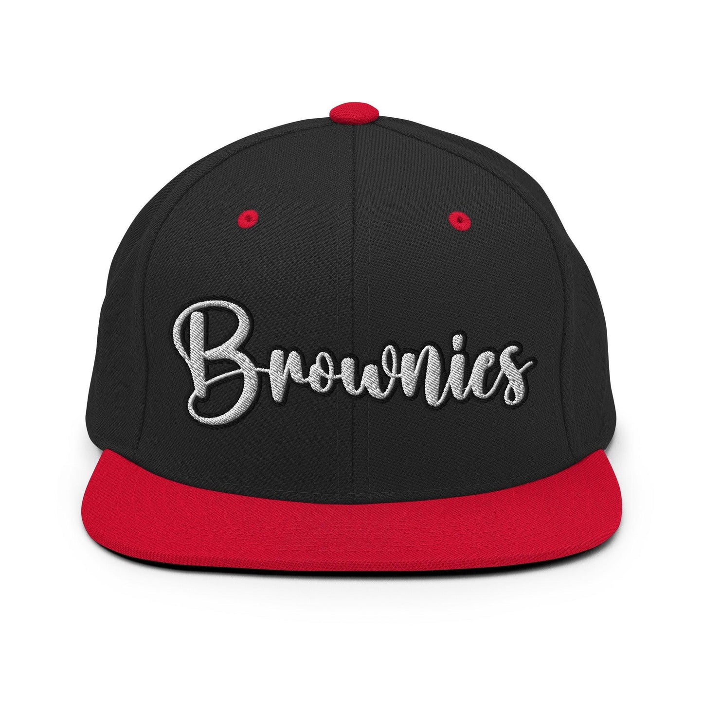 Brownies Script Snapback Hat Black Red