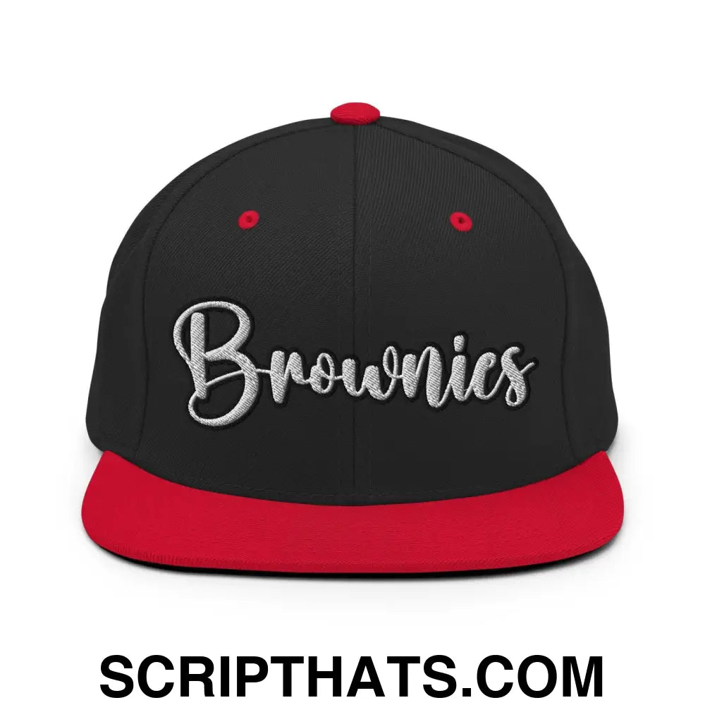 Brownies Script Snapback Hat Black Red