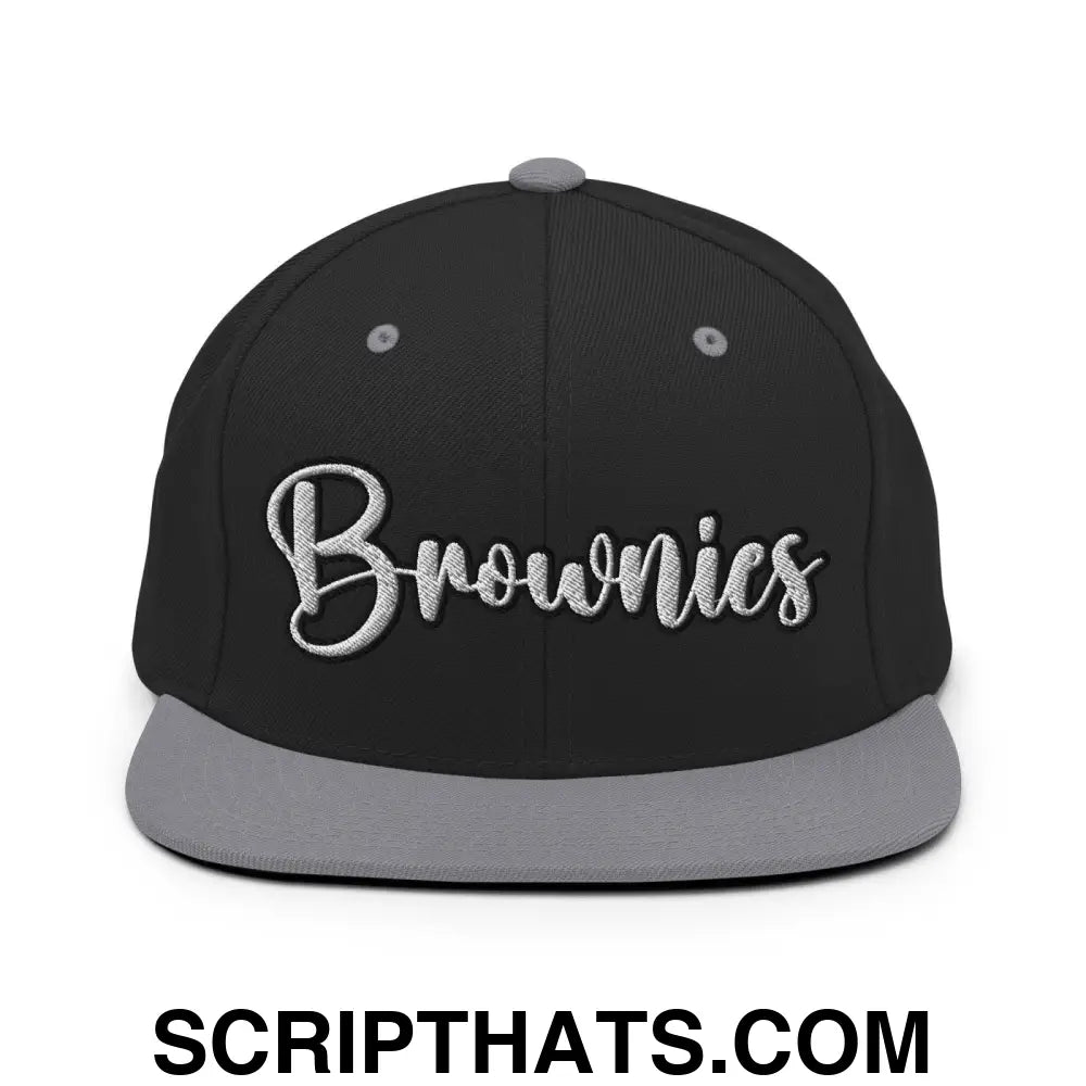 Brownies Script Snapback Hat Black Silver