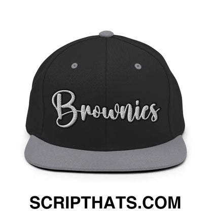 Brownies Script Snapback Hat Black Silver