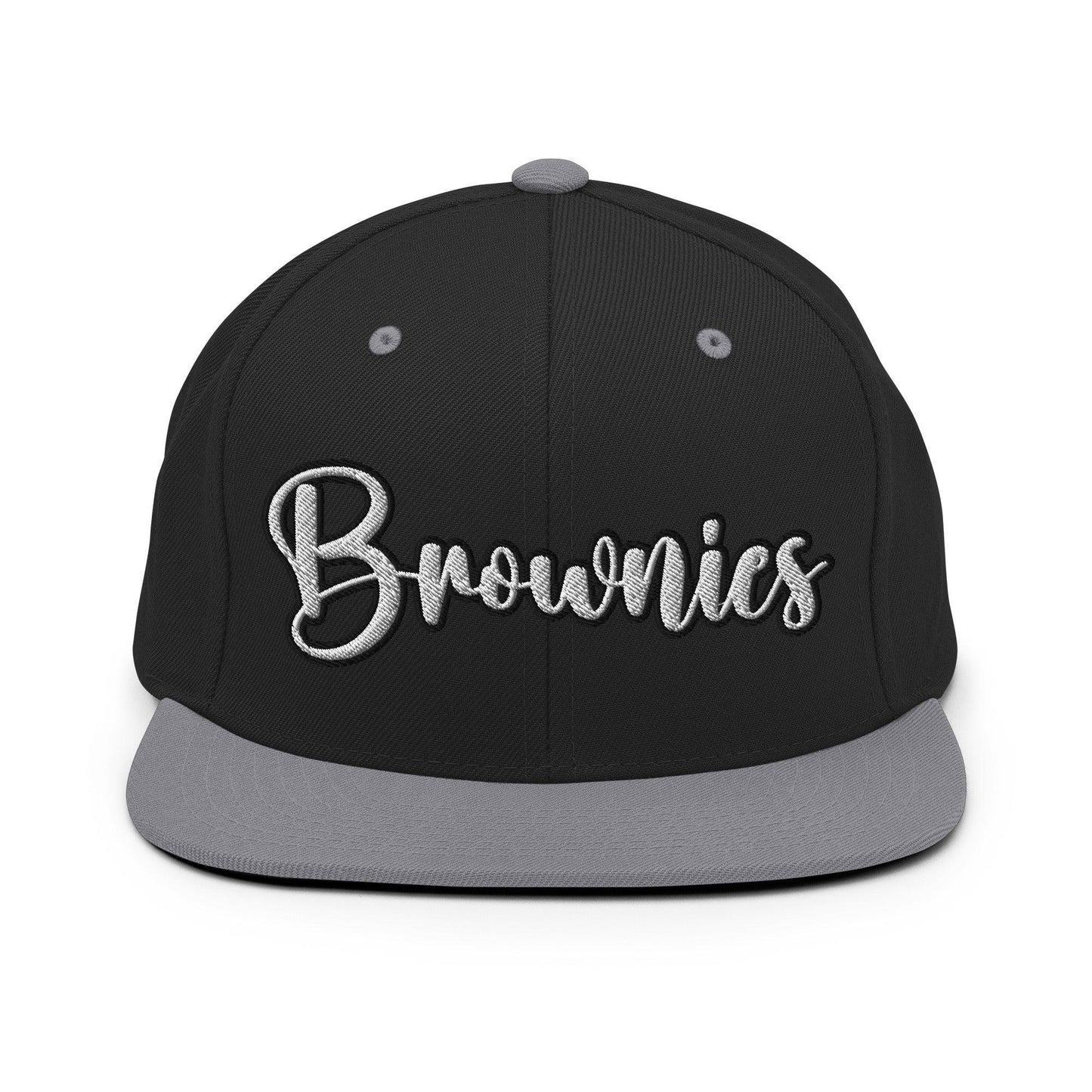 Brownies Script Snapback Hat Black Silver
