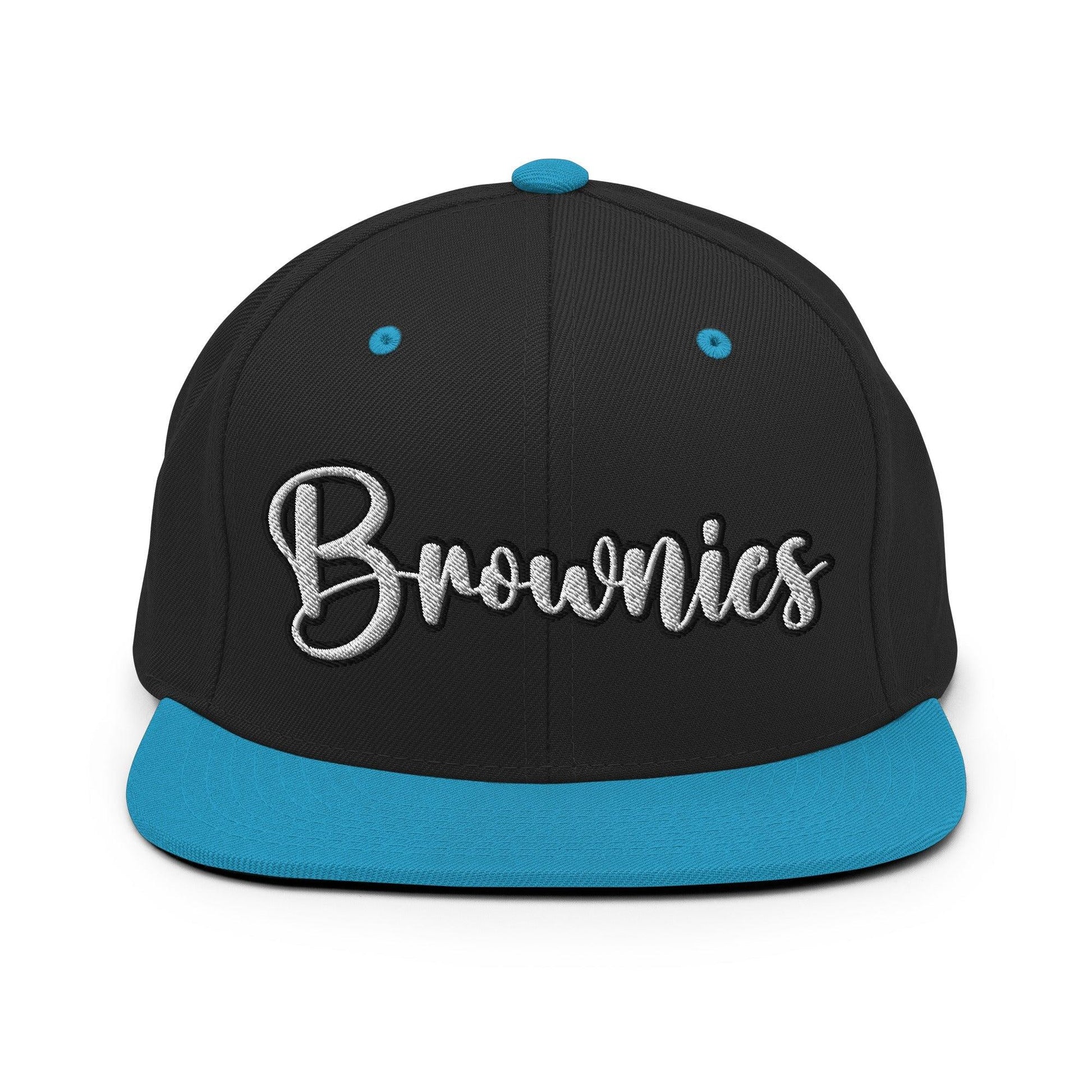 Brownies Script Snapback Hat Black Teal