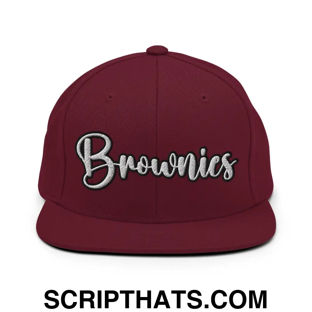 Brownies Script Snapback Hat Maroon