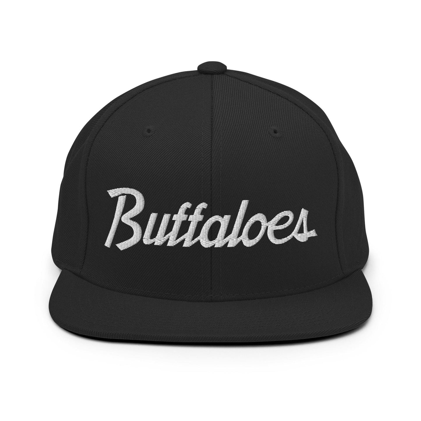 Buffaloes School Mascot Script Snapback Hat Black