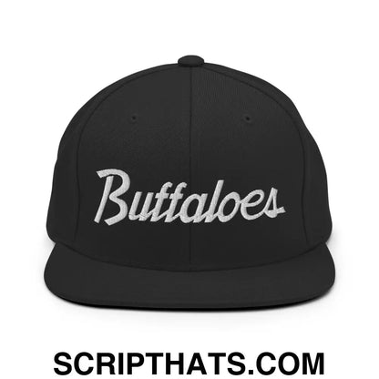 Buffaloes School Mascot Script Snapback Hat Black